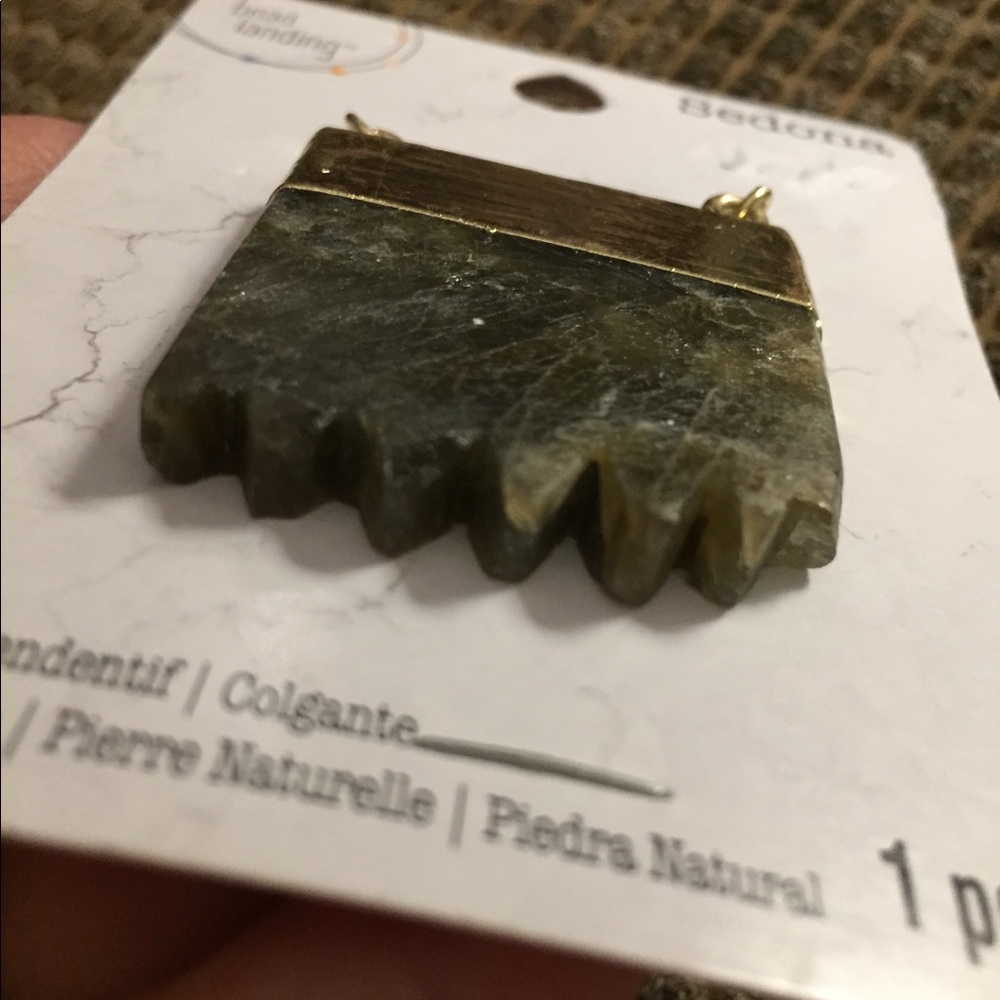 New Brown Sideways Natural Stone Pendant Connector - Picture 9 of 11